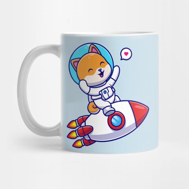 Cute Shiba Inu Dog Astronaut Riding Rocket Cartoon by Catalyst Labs